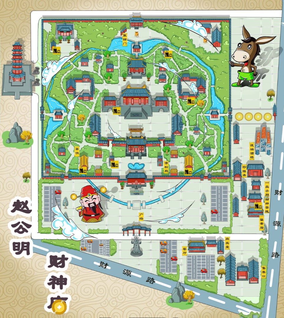 湘乡寺庙类手绘地图